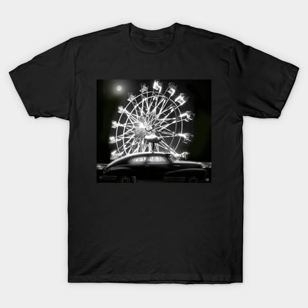 CARNIVAL DANCER AND FERRIS WHEEL T-Shirt by Larry Butterworth